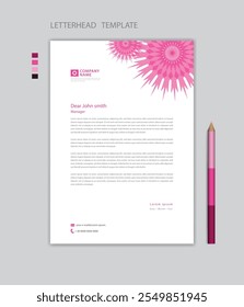 Creative Letterhead template vector, minimalist style, printing design, business advertisement layout, Pink background concept, simple letterhead template mock up, company letterhead design