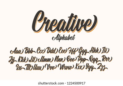 Creative lettering alphabet. Vector font.