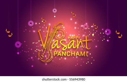 Creative Lettering Design For Festival of Happy Vasant Panchami.