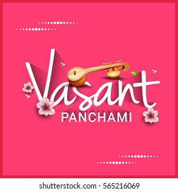 Creative Lettering Design For Festival of Happy Vasant Panchami.