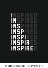 Creative lettering design of the word Inspired featuring clean lines and a modern aesthetic for office decor.