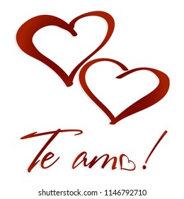 Creative lettering for poster or greeting cards- Spanish "Te amo!" (I love you!) Vector illustration. Eps 10