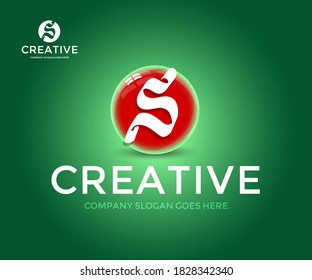 Creative lettering S letter logotype. Letter S brush logo icon design template elements.