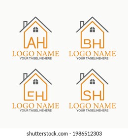 Creative letters of AH BH EH SH in vector for construction, home, real estate, building, property icon, and logo design


