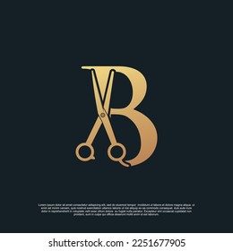 Creative letters B with combination simple scissors Premium Vector