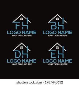Creative letters of B H EH DH FH in vector for construction, home, real estate, building, property.
