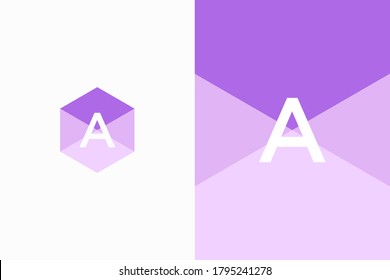 creative a letters in hexagons,
negative space logo.