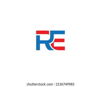Creative Letters RE Initials Logo Icon Design Concept Vector Template.
