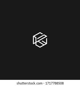 Creative letters K unique vector in geometric hexagon shape