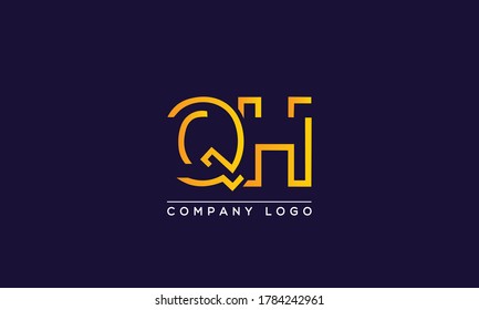Plantilla de vectores de diseño de logotipo QH con letras creativas. Diseño del logotipo QH de las letras iniciales	