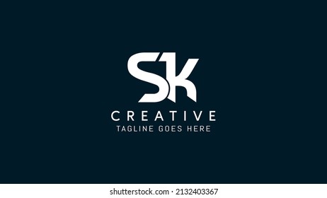 Creative Letters S K Monogram Logo Design, Abstrakte Buchstaben und k Zeichen Symbol einzeln auf dunklem Hintergrund.