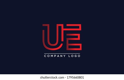 Vorlage für kreative Buchstaben UE Logo-Design. Logo-Design für Anfangsbuchstaben
