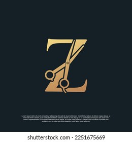 Creative letters Z with combination simple scissors Premium Vector