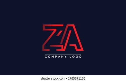 Plantilla de vectores de diseño con logotipo ZA o AZ de letras creativas. Diseño del logotipo ZA de las letras iniciales