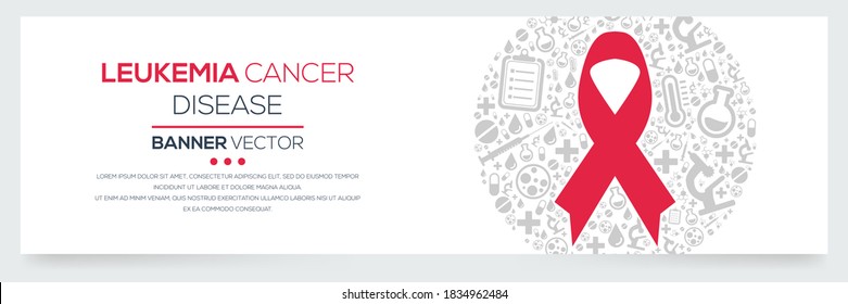 Creative (Leukemia Cancer) disease Banner Word with Icons ,Vector illustration.	