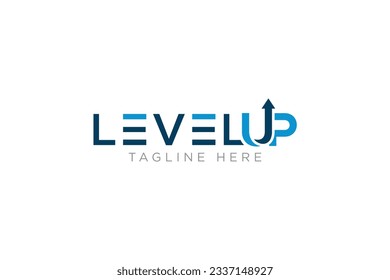 Creative Level Up Typography Logo design with arrow combination