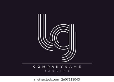 Creative LG lines letter logo design. A simplistic and elegant abstract logo design with linear patterns and initials, suitable for contemporary branding.