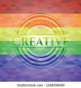 Creative lgbt colors emblem. Vector Illustration. Mosaic.