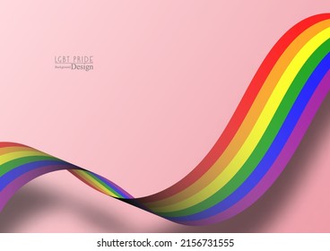 Creative LGBT pride rainbow ribbon concept background for template.