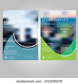 Creative light blue and dark green colour flyer vector design 