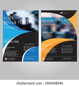 Creative light blue, dark blue and orange colour vector vector flyer design