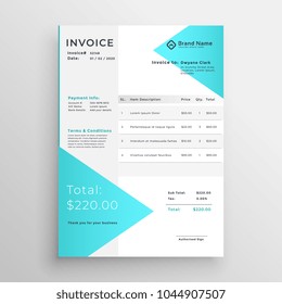creative light blue invoice template design