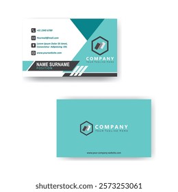 Creative light blue Modern Bussiness Card For Company. Simple Clean Design Template. Vector Illustration