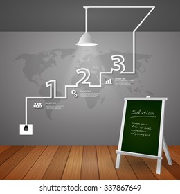 Creative light bulb 3 steps for business concept