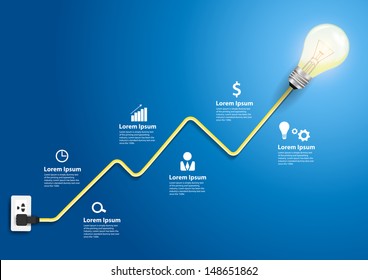 Creative light bulb abstract charts and graphs modern design template workflow layout, diagram, step up options