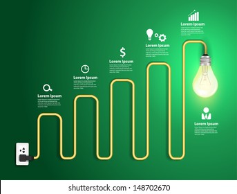 Creative light bulb abstract charts and graphs modern design template workflow layout, diagram, step up options, Vector illustration template design  