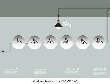 Creative light bulb abstract charts and graphs modern design template diagram, step up options, Vector illustration template design