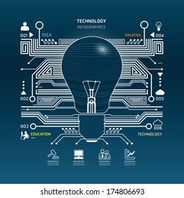 Creative light bulb abstract circuit technology infographic.vector