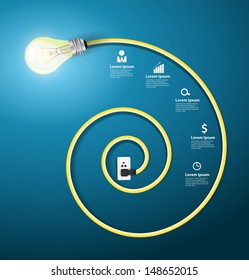 Creative light bulb abstract infographic modern design template workflow layout, diagram, step up options, Vector illustration template design  