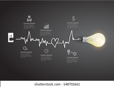 Creative light bulb abstract infographic modern design template workflow layout, diagram, step up options