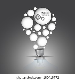 Creative light bulb with application icon and free place for your text and icon.