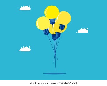 creative light bulb balloons floating in the sky. vector illustration