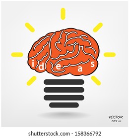 Creative light bulb, Business and ideas concepts,Vector illustration 