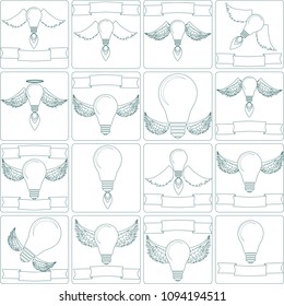 Creative light bulb. Collection of design elements. Stock flat vector illustration.