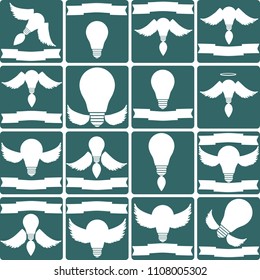 Creative light bulb. Collection of design elements. Stock flat vector illustration.