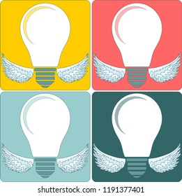 Creative light bulb. Collection of design elements. Stock flat vector illustration.