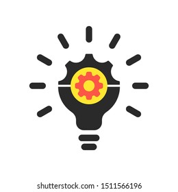 Creative light bulb concept icon with settings sign, customize, setup, manage, process symbol
