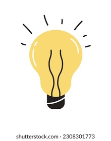 Creative light bulb concept. Idea and inspiration, aspiration. Innovation, business strategy or start up. Electricity and power. Cartoon flat vector illustration isolated on white background