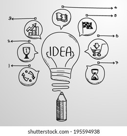 Creative Light Bulb Drawing Icons Business Stock Vector (Royalty Free ...