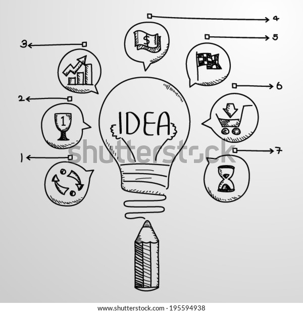 Creative Light Bulb Drawing Icons Business Stock Vector (Royalty Free ...