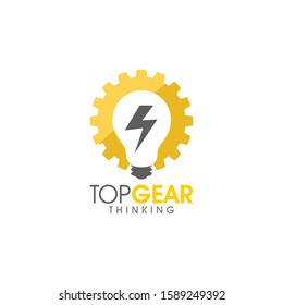 Creative light bulb and gear abstract vector design, Business and industrial concept illustration
