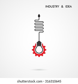 Creative light bulb and gear abstract vector design banner template. Corporate business industrial creative logotype symbol.Vector illustration