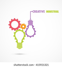 Creative light bulb and gear abstract vector design banner template. Corporate business industrial creative logotype symbol. Business and industrial concept.Vector illustration