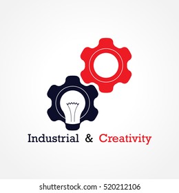 Creative light bulb and gear abstract vector design banner template. Corporate business industrial creative logotype symbol. Business and industrial concept.Vector illustration