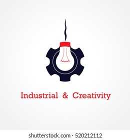 Creative light bulb and gear abstract vector design banner template. Corporate business industrial creative logotype symbol. Business and industrial concept.Vector illustration