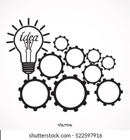 Creative light bulb and gear abstract vector design banner template. Corporate business industrial creative logotype symbol. Business and industrial concept.Vector illustration